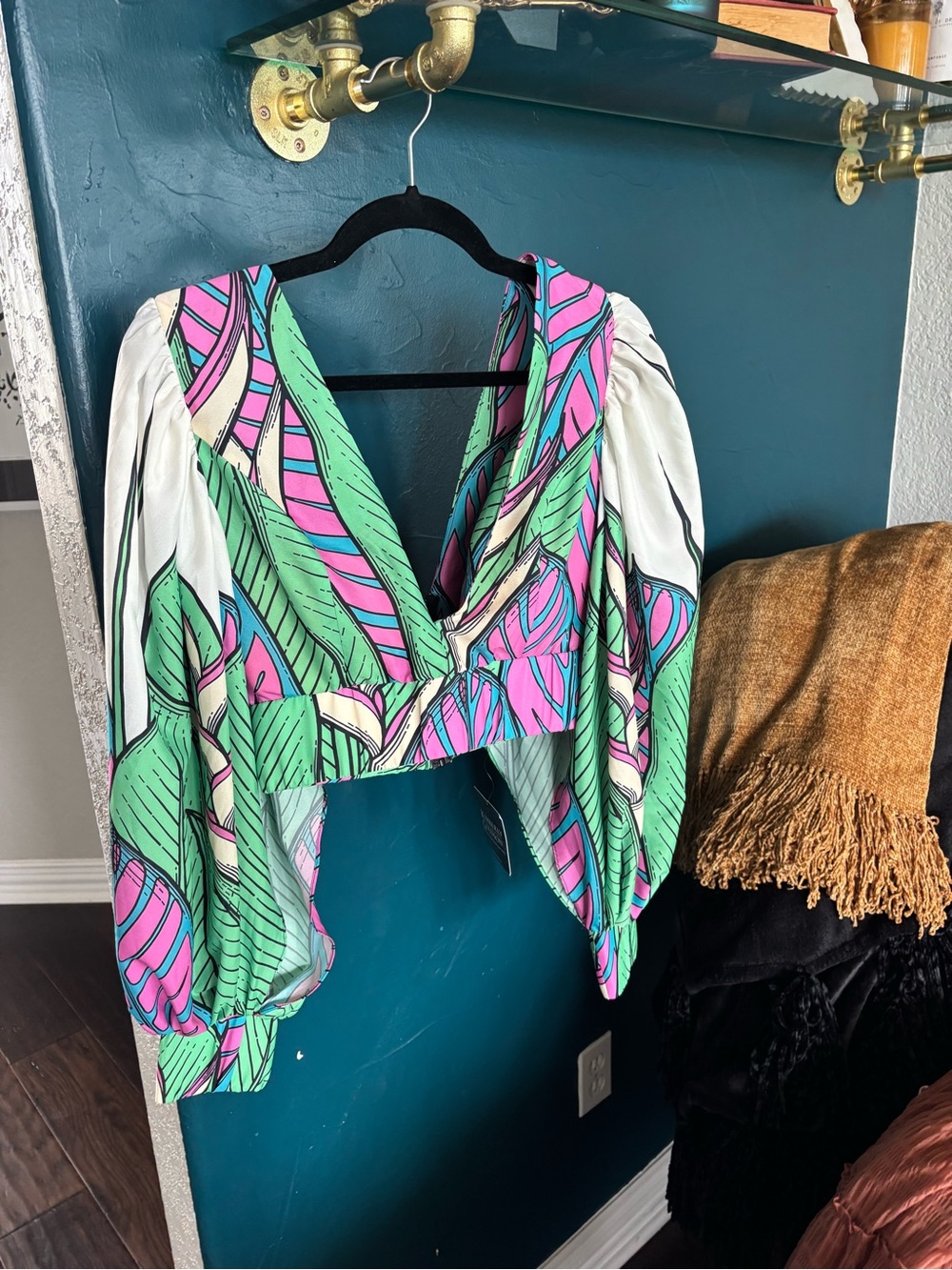 NWT Kimberly Goldson Liyah Tropical Print Top